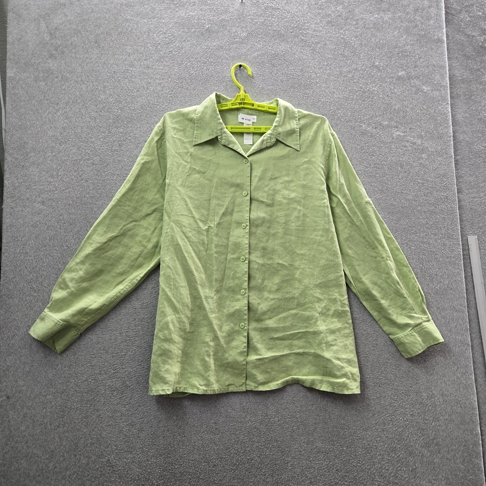 Jones New York Sport Women Button Up Shirt 3X Green Linen Collared